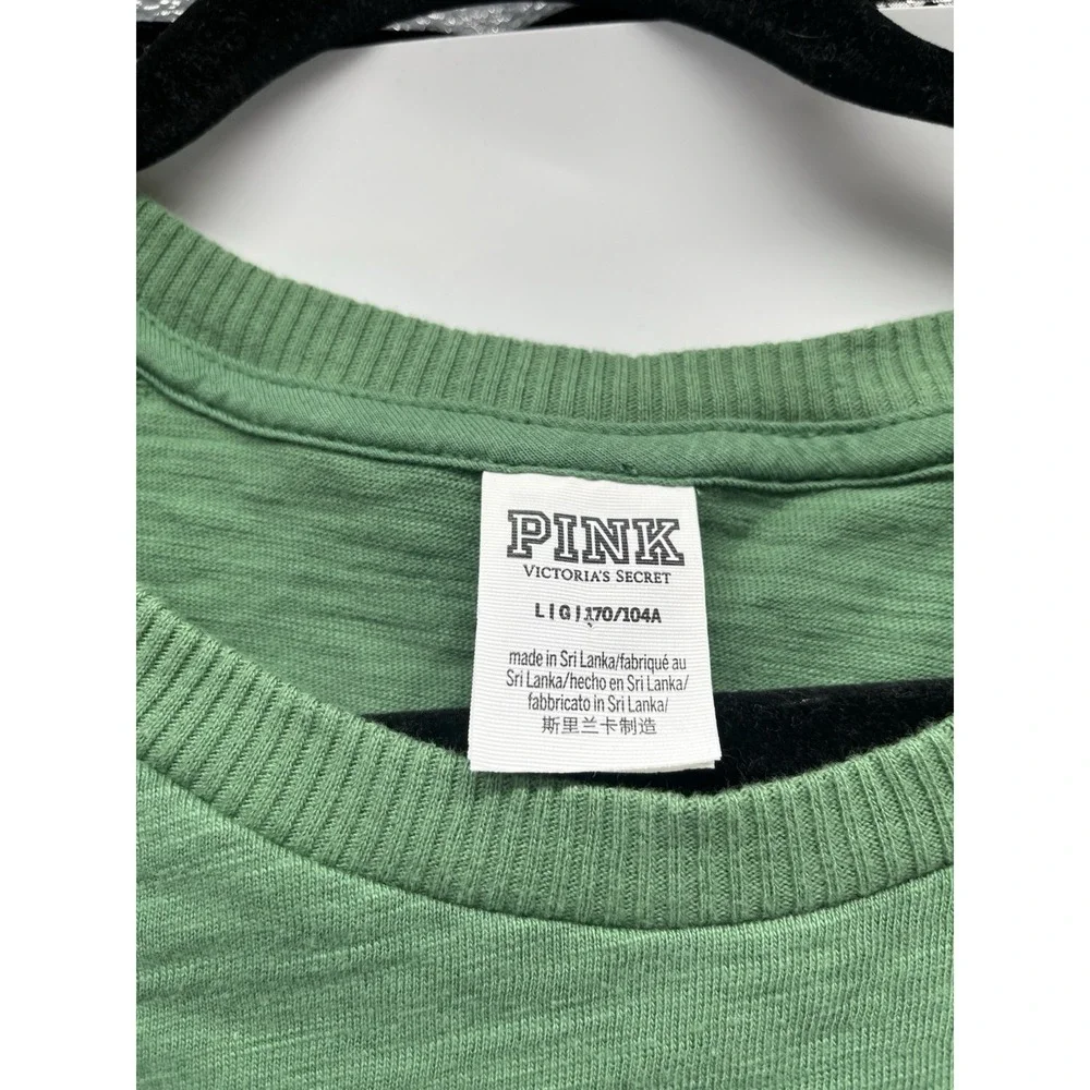 Victoria's Secret PINK Summer Lounge Cotton Short Sleeve Cropped Tee Large Green